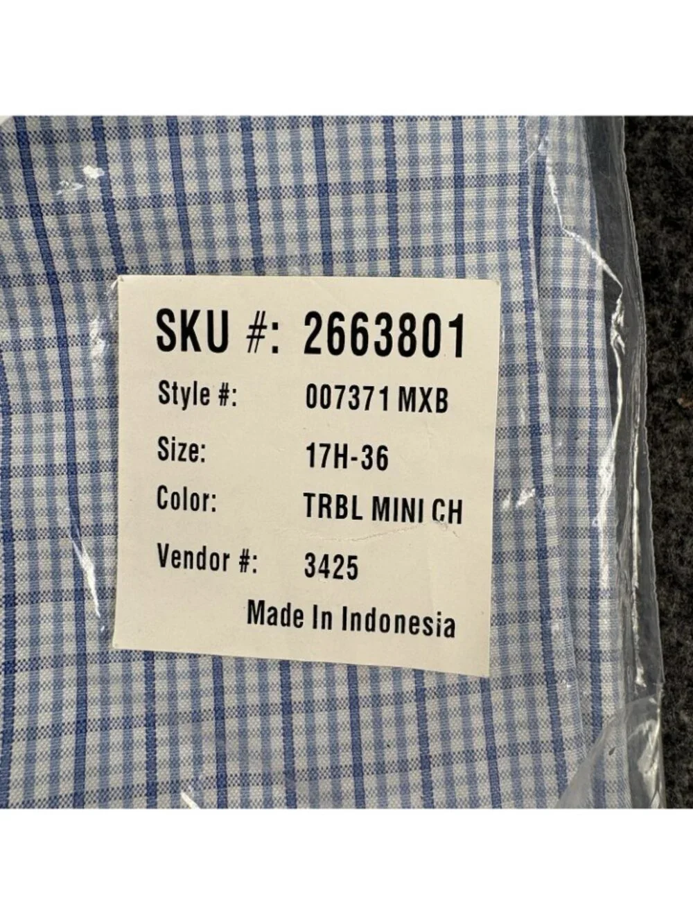 Lands’ End Men’s Dress Shirt 17.5-36 Tall Blue Mini Check Button Down - Picture 5 of 6
